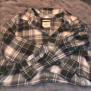 American Eagle green and white flannel